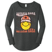 Funny Hippie Smile Face Baseball Mama Softball Mothers Day Women's Perfect Tri Tunic Long Sleeve Shirt