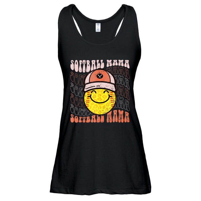 Funny Hippie Smile Face Baseball Mama Softball Mothers Day Ladies Essential Flowy Tank