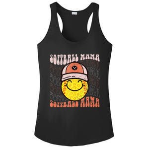 Funny Hippie Smile Face Baseball Mama Softball Mothers Day Ladies PosiCharge Competitor Racerback Tank