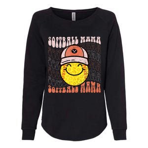 Funny Hippie Smile Face Baseball Mama Softball Mothers Day Womens California Wash Sweatshirt