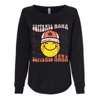 Funny Hippie Smile Face Baseball Mama Softball Mothers Day Womens California Wash Sweatshirt