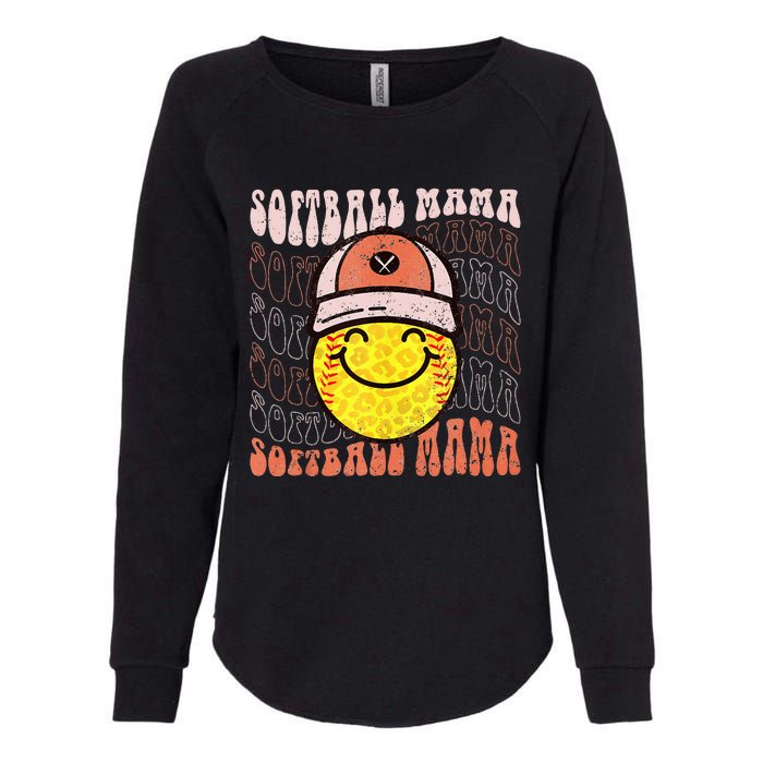 Funny Hippie Smile Face Baseball Mama Softball Mothers Day Womens California Wash Sweatshirt