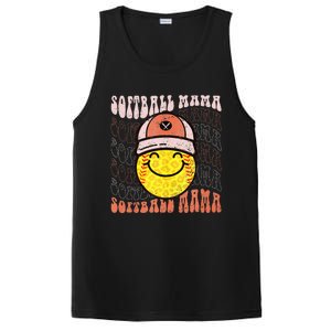 Funny Hippie Smile Face Baseball Mama Softball Mothers Day PosiCharge Competitor Tank