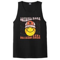 Funny Hippie Smile Face Baseball Mama Softball Mothers Day PosiCharge Competitor Tank