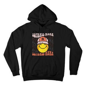 Funny Hippie Smile Face Baseball Mama Softball Mothers Day Tall Hoodie