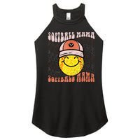 Funny Hippie Smile Face Baseball Mama Softball Mothers Day Women's Perfect Tri Rocker Tank