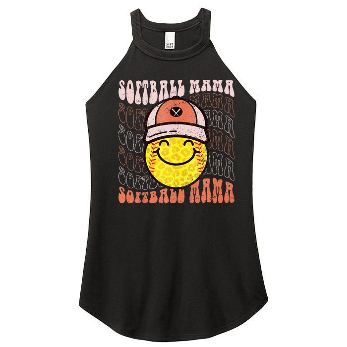 Funny Hippie Smile Face Baseball Mama Softball Mothers Day Women's Perfect Tri Rocker Tank