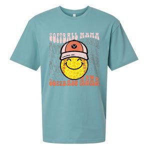 Funny Hippie Smile Face Baseball Mama Softball Mothers Day Sueded Cloud Jersey T-Shirt