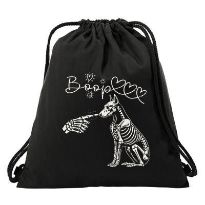 Funny Halloween Skeleton Hand Boop Doberman Pinscher Dog Drawstring Bag