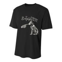 Funny Halloween Skeleton Hand Boop Doberman Pinscher Dog Youth Performance Sprint T-Shirt
