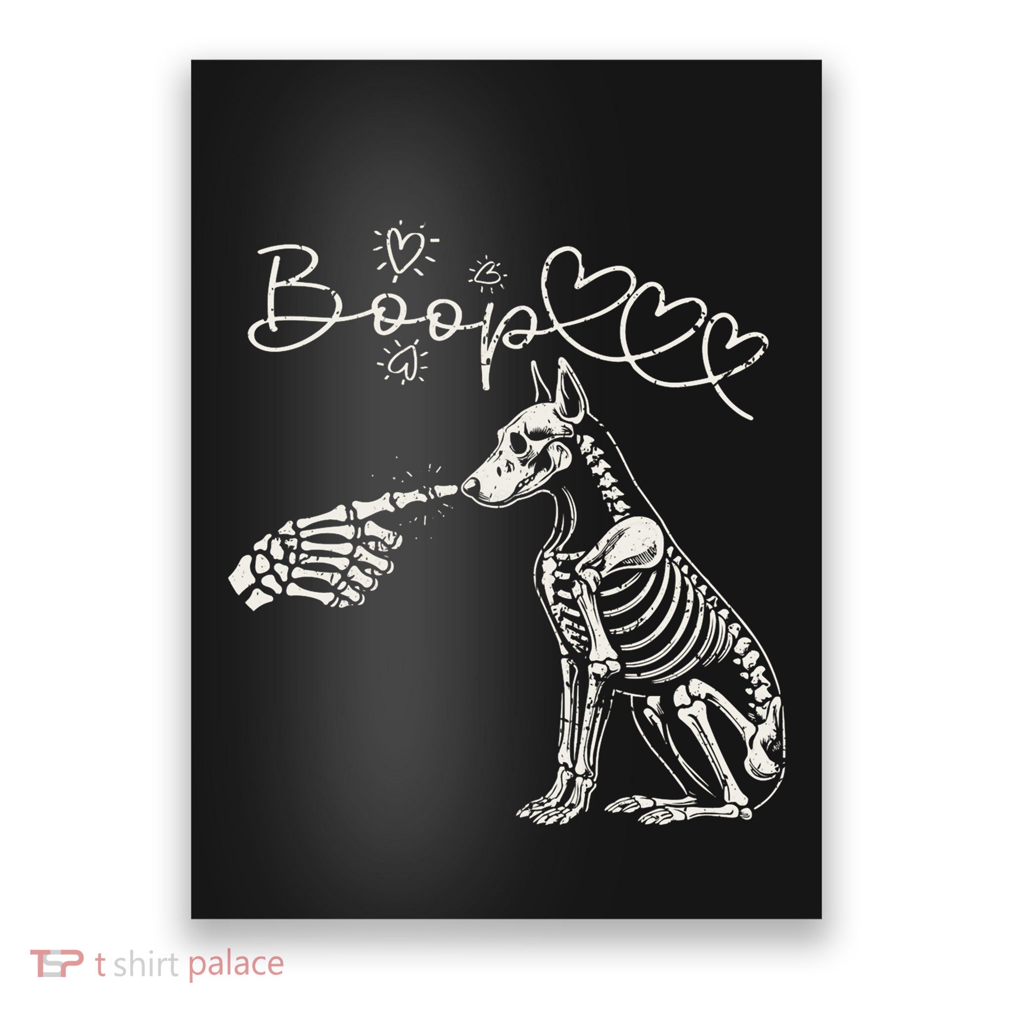 Funny Halloween Skeleton Hand Boop Doberman Pinscher Dog Poster