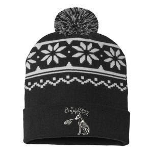 Funny Halloween Skeleton Hand Boop Doberman Pinscher Dog USA-Made Snowflake Beanie