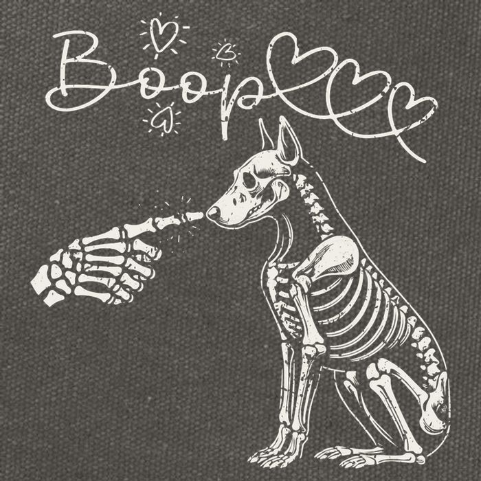 Funny Halloween Skeleton Hand Boop Doberman Pinscher Dog Cotton Canvas Backpack