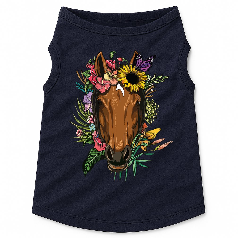 Floral Horse Spring Nature Horse Lovers For Women Men Doggie Tank