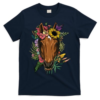 Floral Horse Spring Nature Horse Lovers For Women Men T-Shirt