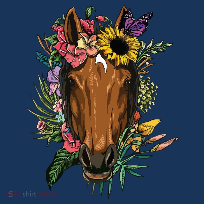 Floral Horse Spring Nature Horse Lovers For Women Men Tall T-Shirt