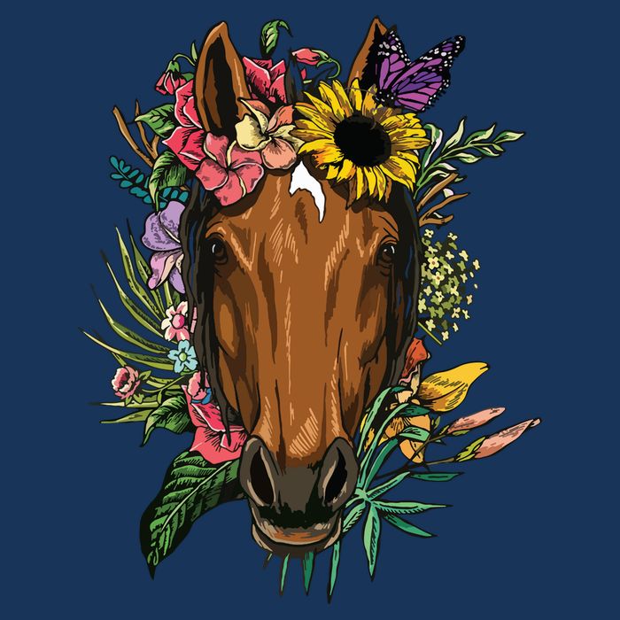 Floral Horse Spring Nature Horse Lovers For Women Men Drawstring Bag