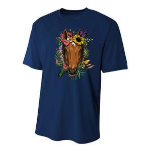 Floral Horse Spring Nature Horse Lovers For Women Men Youth Performance Sprint T-Shirt