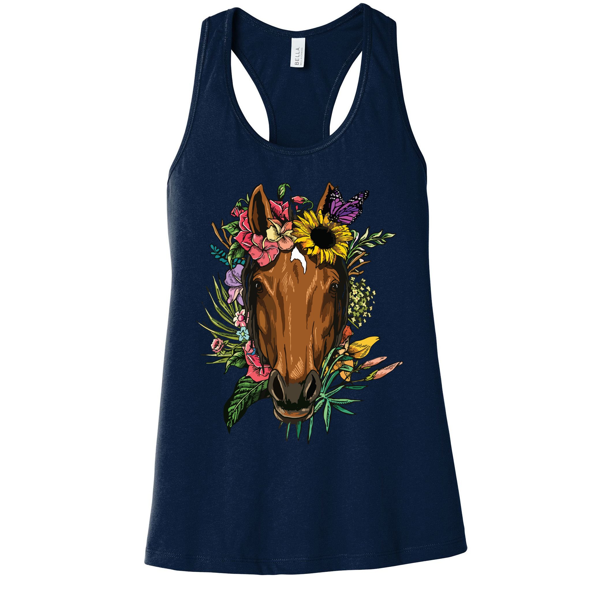 Floral Horse Spring Nature Horse Lovers For Women Men Womens Tank Top