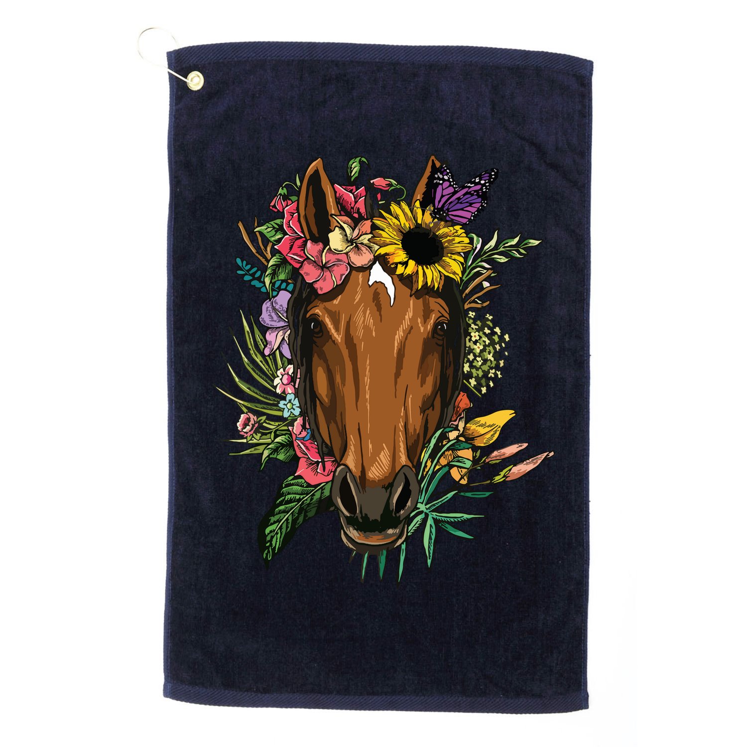 Floral Horse Spring Nature Horse Lovers For Women Men Golf Towel