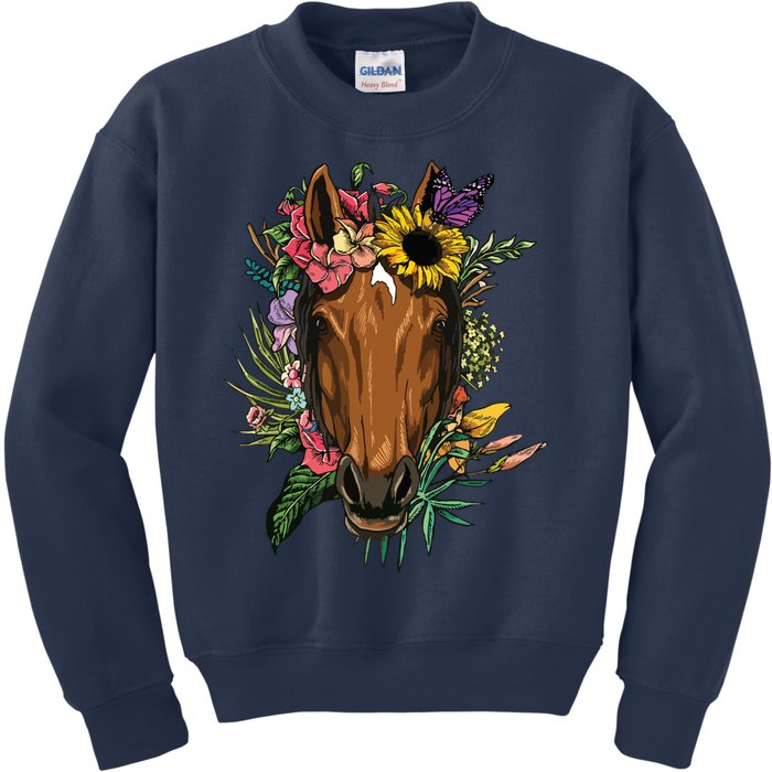 Floral Horse Spring Nature Horse Lovers For Women Men Kids Sweatshirt