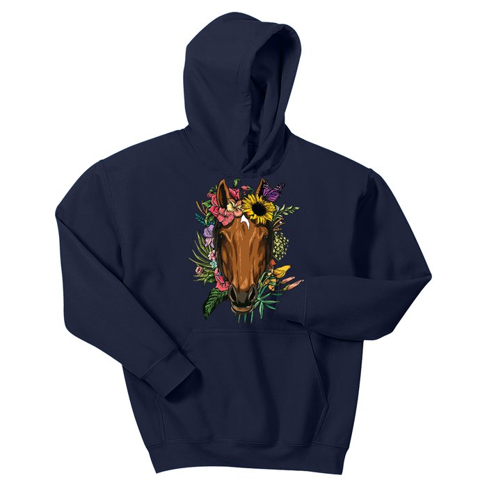 Floral Horse Spring Nature Horse Lovers For Women Men Kids Hoodie