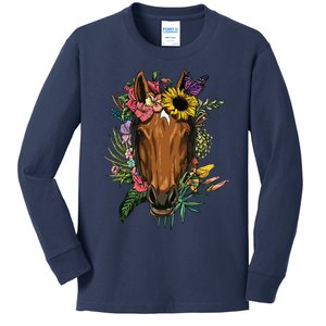 Floral Horse Spring Nature Horse Lovers For Women Men Kids Long Sleeve Shirt