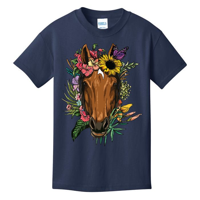 Floral Horse Spring Nature Horse Lovers For Women Men Kids T-Shirt