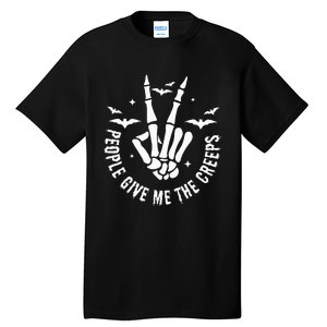 Funny Halloween Skeleton Hand Fall People Give Me The Creeps Tall T-Shirt