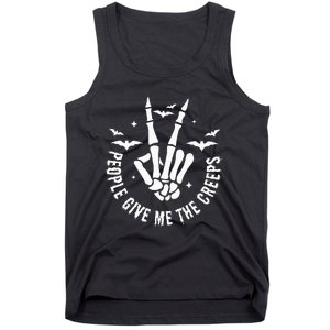 Funny Halloween Skeleton Hand Fall People Give Me The Creeps Tank Top