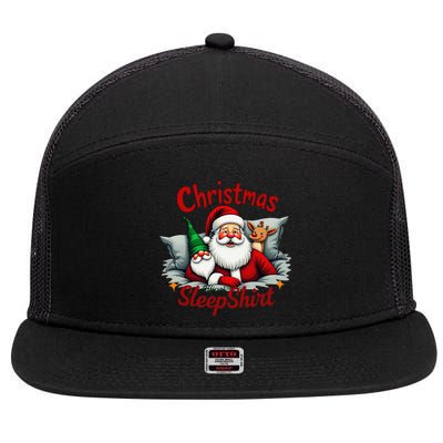 Festive Holiday Sleepfeaturing Santa Elf Reindeer 7 Panel Mesh Trucker Snapback Hat