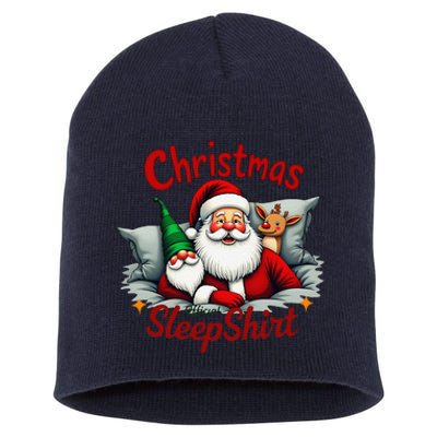 Festive Holiday Sleepfeaturing Santa Elf Reindeer Short Acrylic Beanie