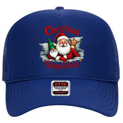 Festive Holiday Sleepfeaturing Santa Elf Reindeer High Crown Mesh Back Trucker Hat