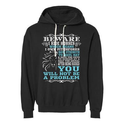 Funny Horse Shirts Horse Lover Beware I Ride Horses Garment-Dyed Fleece Hoodie
