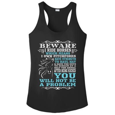 Funny Horse Shirts Horse Lover Beware I Ride Horses Ladies PosiCharge Competitor Racerback Tank