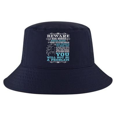 Funny Horse Shirts Horse Lover Beware I Ride Horses Cool Comfort Performance Bucket Hat