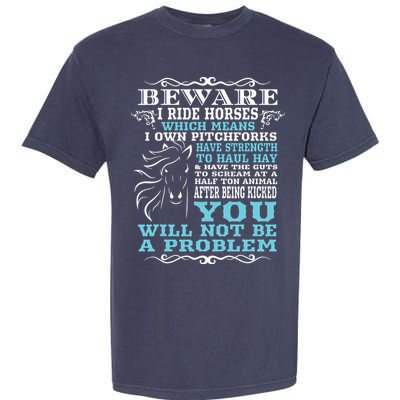 Funny Horse Shirts Horse Lover Beware I Ride Horses Garment-Dyed Heavyweight T-Shirt
