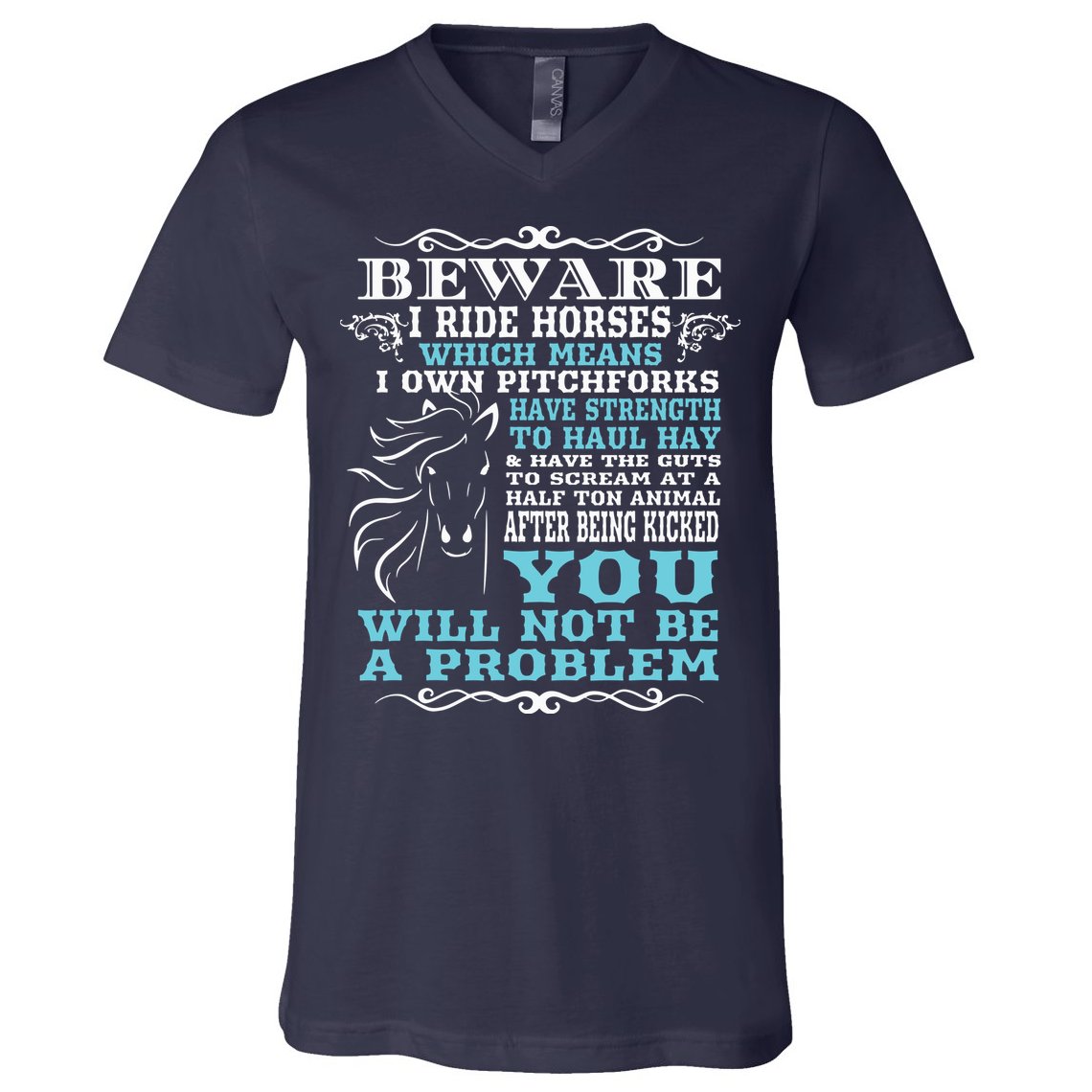 Funny Horse Shirts Horse Lover Beware I Ride Horses V-Neck T-Shirt