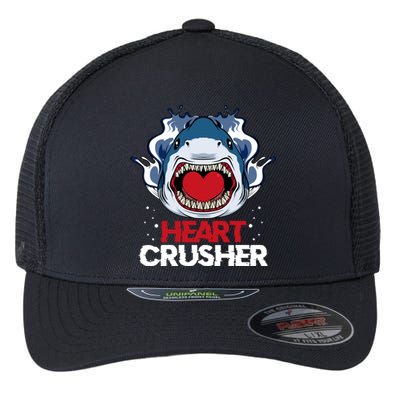 Funny Heart Shark Crusher Valentines Day Jawsome Beach Gift Flexfit Unipanel Trucker Cap