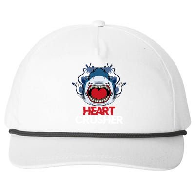 Funny Heart Shark Crusher Valentines Day Jawsome Beach Gift Snapback Five-Panel Rope Hat