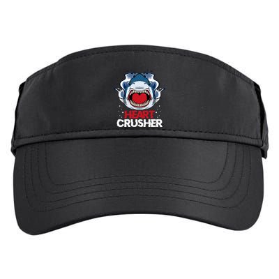 Funny Heart Shark Crusher Valentines Day Jawsome Beach Gift Adult Drive Performance Visor