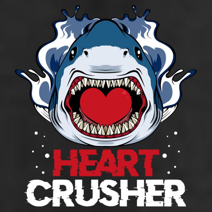 Funny Heart Shark Crusher Valentines Day Jawsome Beach Gift 11oz C Handle Ceramic Mug
