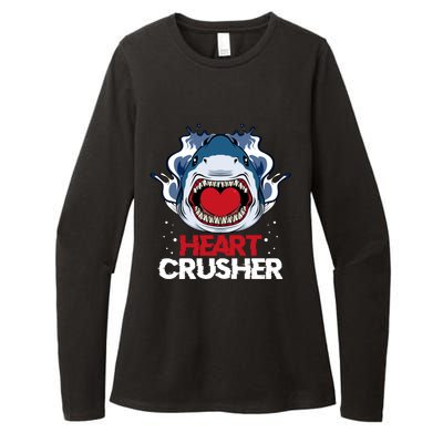 Funny Heart Shark Crusher Valentines Day Jawsome Beach Gift Womens CVC Long Sleeve Shirt