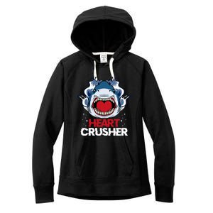 Funny Heart Shark Crusher Valentines Day Jawsome Beach Gift Women's Fleece Hoodie