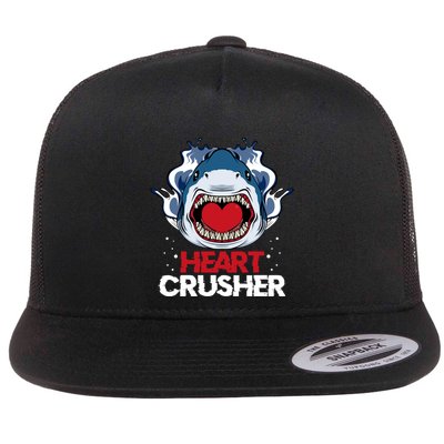 Funny Heart Shark Crusher Valentines Day Jawsome Beach Gift Flatbill Hat