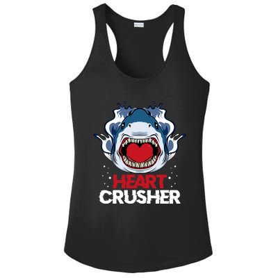 Funny Heart Shark Crusher Valentines Day Jawsome Beach Gift Ladies PosiCharge Competitor Racerback Tank