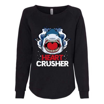 Funny Heart Shark Crusher Valentines Day Jawsome Beach Gift Womens California Wash Sweatshirt