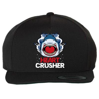 Funny Heart Shark Crusher Valentines Day Jawsome Beach Gift Wool Snapback Cap