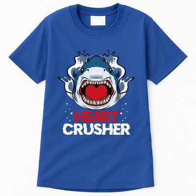 Funny Heart Shark Crusher Valentines Day Jawsome Beach Gift Tall T-Shirt