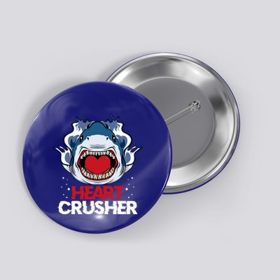 Funny Heart Shark Crusher Valentines Day Jawsome Beach Gift Button